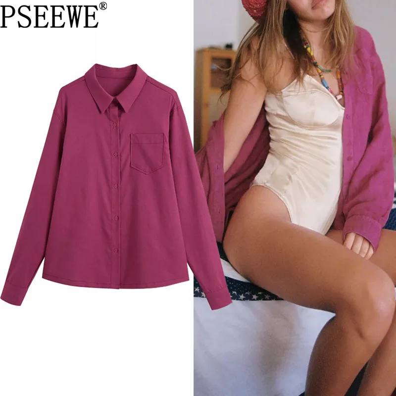 PSEEWE Za Women Shirt Collared Button Up Shirt Long Sleeve Fashion Woman Blouses 2021 Pockets Loose Casual Streetwear Tops
PSEEWE Za Women Shirt Collared Button Up Shirt Long Sleeve Fashion Woman Blouses 2021 Pockets Loose Casual Streetwear Tops