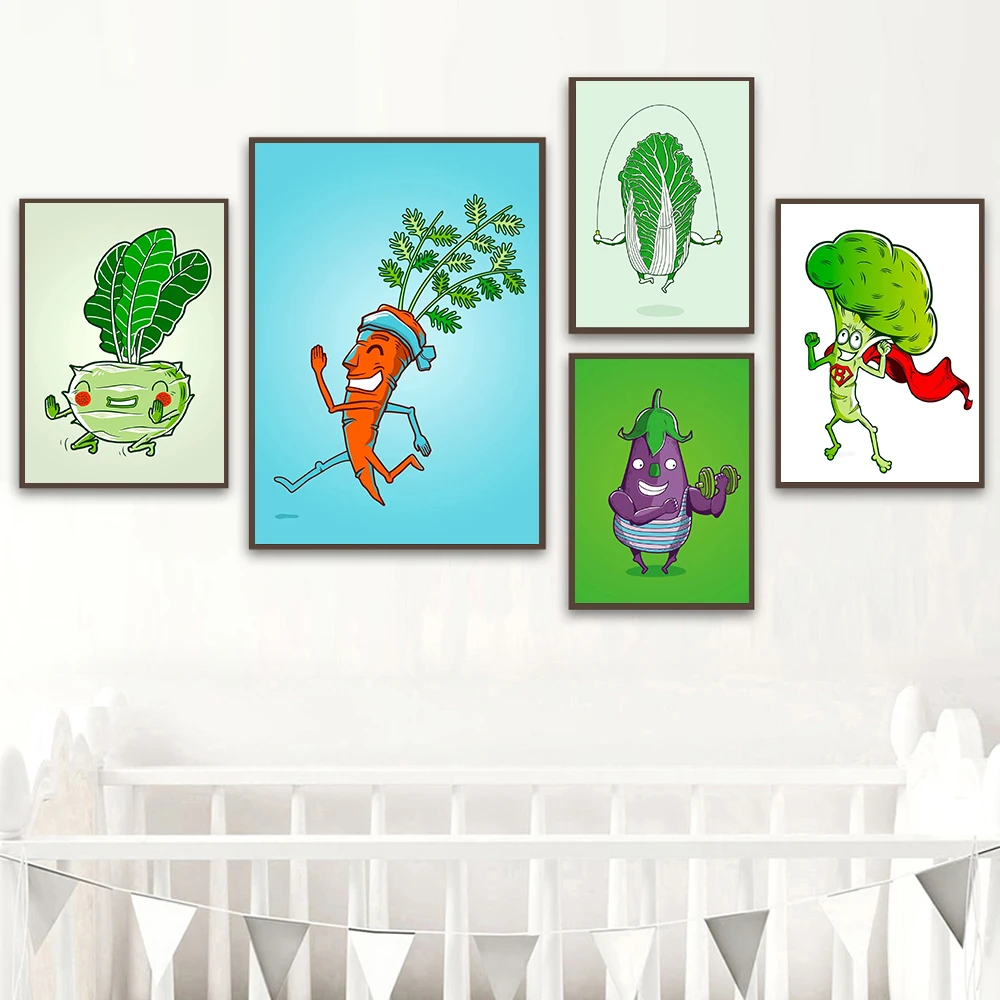 Funny Vegetable Poster and Print Abbage Eggplant Carrot Broccoli Kohlrabi Canvas Painting Cute Kitchen Wall Pictures Home Decor
Funny Vegetable Poster and Print Abbage Eggplant Carrot Broccoli Kohlrabi Canvas Painting Cute Kitchen Wall Pictures Home Decor
