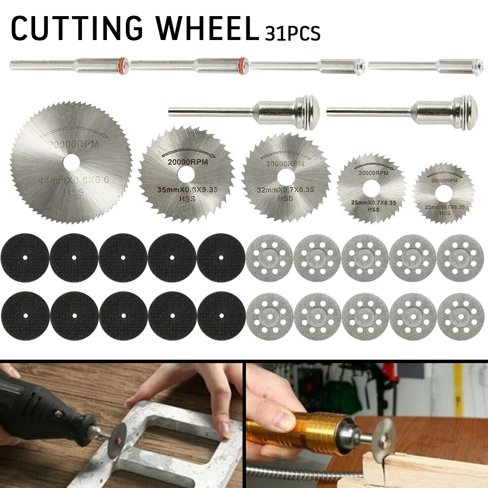 31pcs Abrasive Cutting Disc With Mandrels Grinding Wheels for Dremel Mini Drill Woodworking Metal Cutting Rotary Tool Saw Blades
31pcs Abrasive Cutting Disc With Mandrels Grinding Wheels for Dremel Mini Drill Woodworking Metal Cutting Rotary Tool Saw Blades