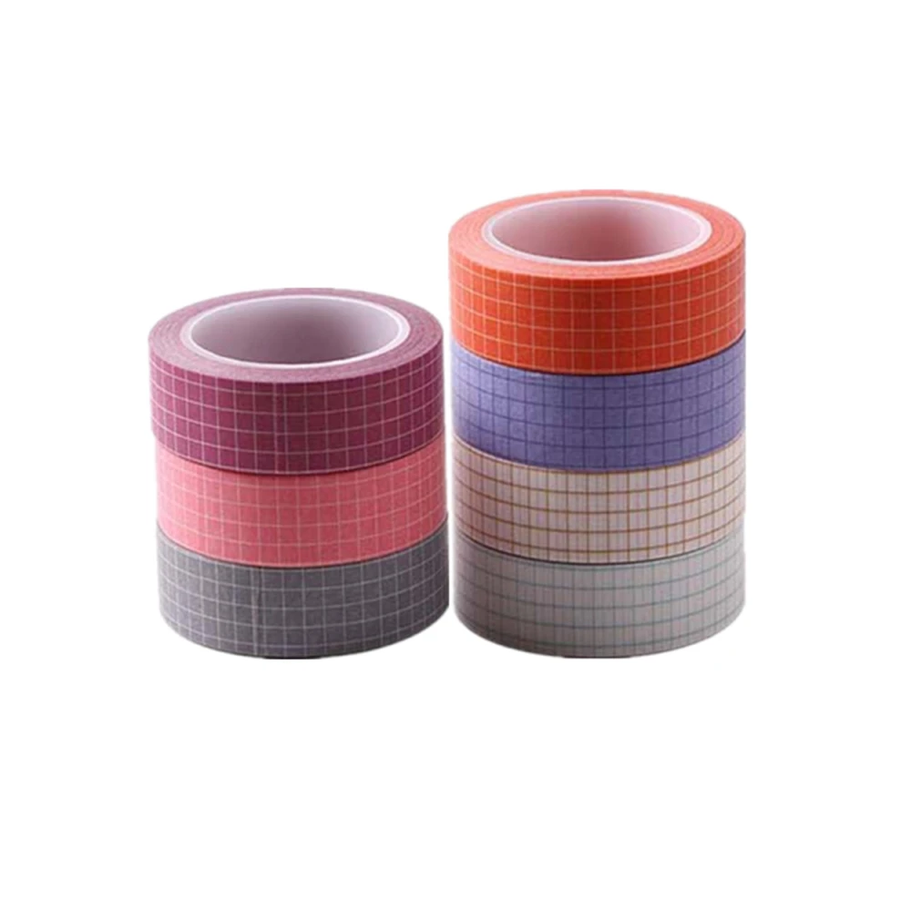 

NEW 7 Rolls Grid Washi Tape Set 10M Colorful Writable Paper Adhesive Masking Tapes 15MM Width Sticky Paper Tape for DIY Journals