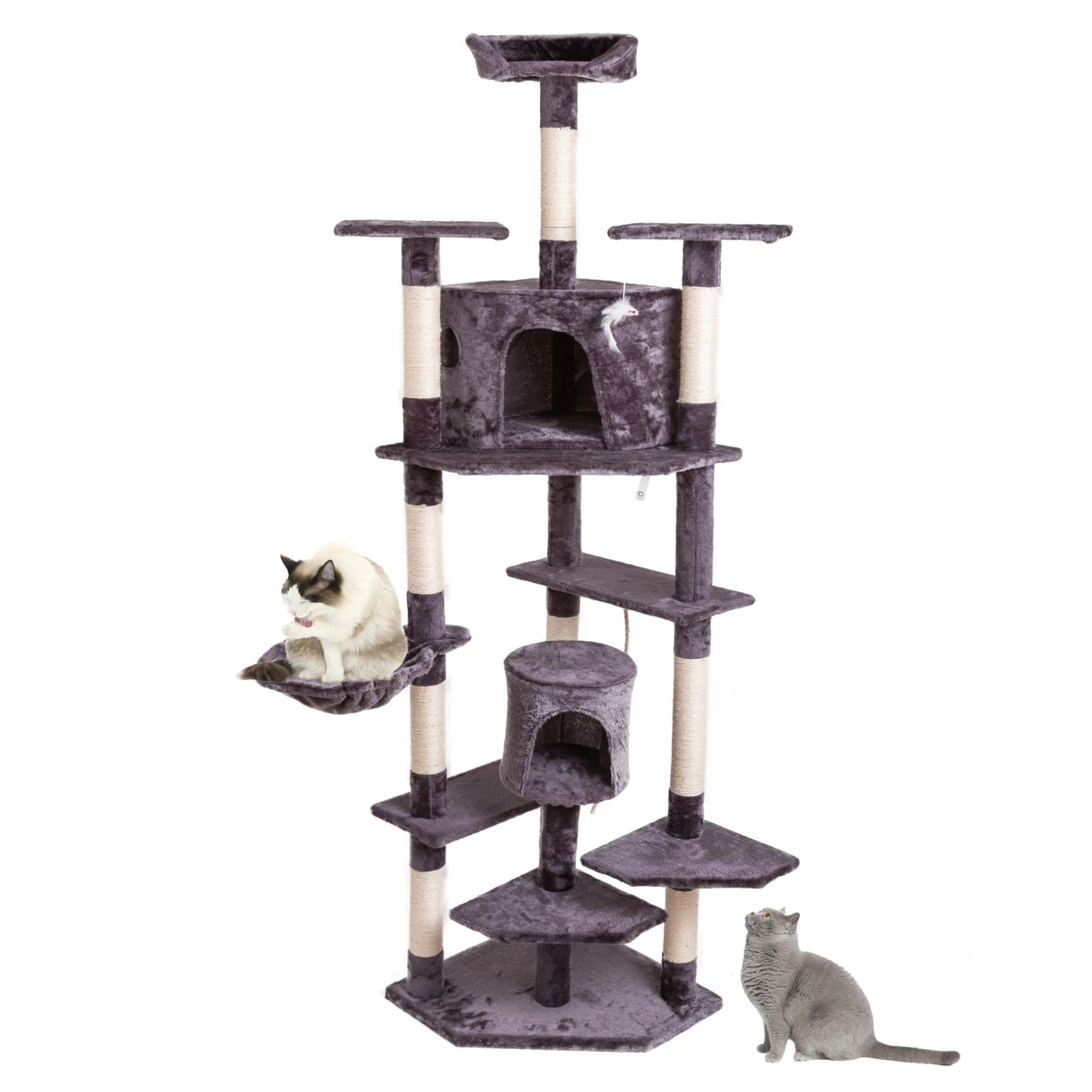 80" Solid Cute Sisal Rope Plush Cat Climb Tree Cat Tower Gray Pet Cat Tree Scratcher Post Scratching Climbing Jumping Toys
80" Solid Cute Sisal Rope Plush Cat Climb Tree Cat Tower Gray Pet Cat Tree Scratcher Post Scratching Climbing Jumping Toys