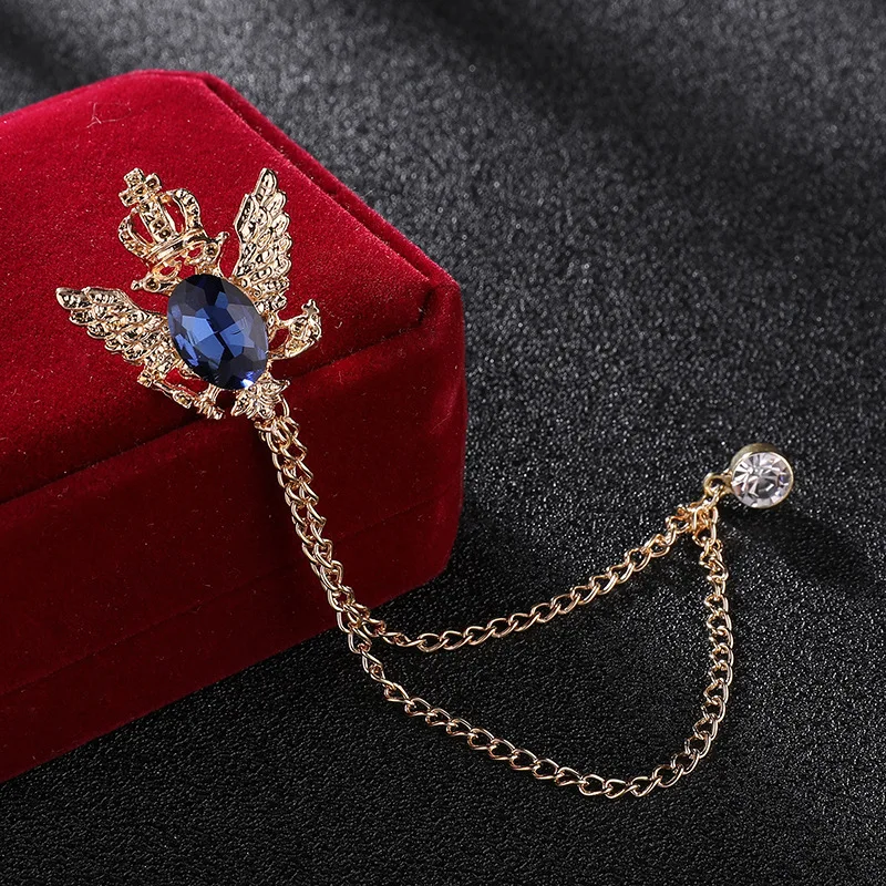 Fashion Retro Crown Rhinestones Brooch Pins Eagle Tassel Chain Lapel Pin Suit Shirt Vintage Jewelry for Women Men Accessories 
Fashion Retro Crown Rhinestones Brooch Pins Eagle Tassel Chain Lapel Pin Suit Shirt Vintage Jewelry for Women Men Accessories