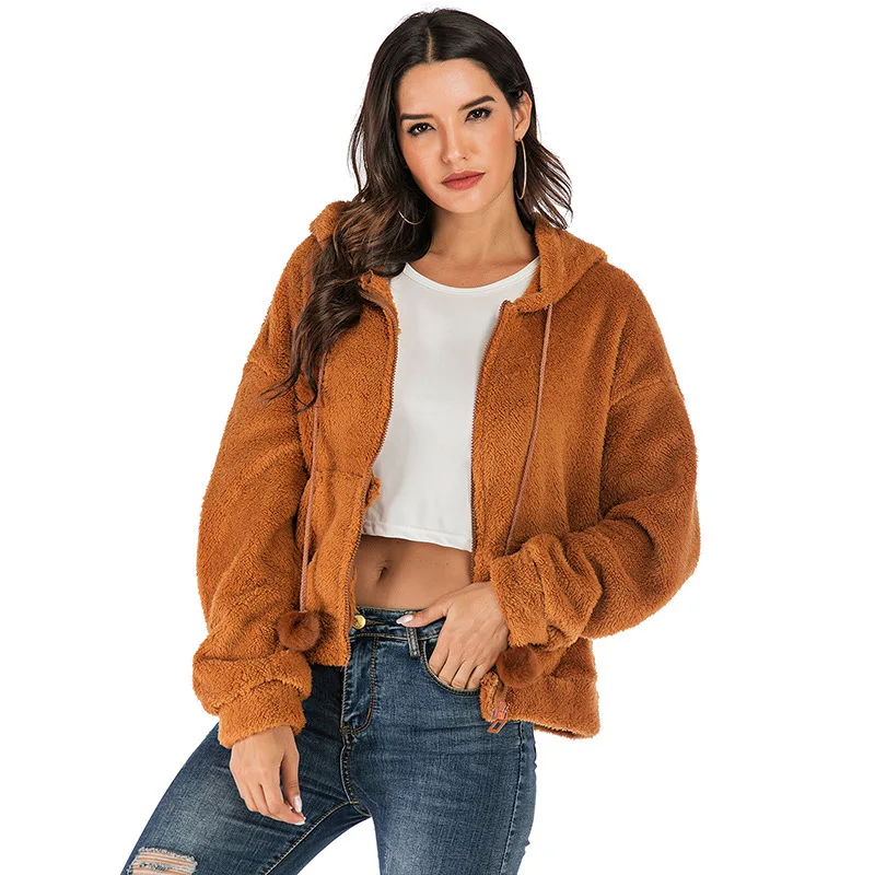 Autumn Winter Women's Wear Casual Fleece Jacket Women's Solid Color Loose Hooded Coat
Autumn Winter Women's Wear Casual Fleece Jacket Women's Solid Color Loose Hooded Coat