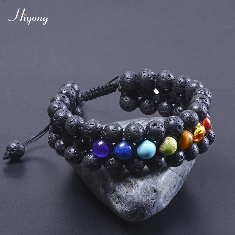 HIYONG 7 Chakra Bracelet Natural Lava Rock Stone Beads Bracelets Three-layer Oil Diffuser Bracelet Women Men Yoga Jewelry Gift
HIYONG 7 Chakra Bracelet Natural Lava Rock Stone Beads Bracelets Three-layer Oil Diffuser Bracelet Women Men Yoga Jewelry Gift