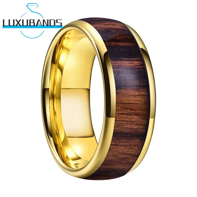 Золотые вольфрамовые кольца для мужчин, 8 мм, настоящая древесина, инкрустация, обручальные кольца, полированная, готовая, удобная посадка 
Золотые вольфрамовые кольца для мужчин, 8 мм, настоящая древесина, инкрустация, обручальные кольца, полированная, готовая, удобная посадка