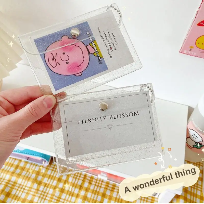 Transparent PVC Button Storage Bag Mini Portable Chain Zero Wallet Waterproof Anti-tear Snap Pack Stylish Simpl Modern Coin Purs 
Transparent PVC Button Storage Bag Mini Portable Chain Zero Wallet Waterproof Anti-tear Snap Pack Stylish Simpl Modern Coin Purs