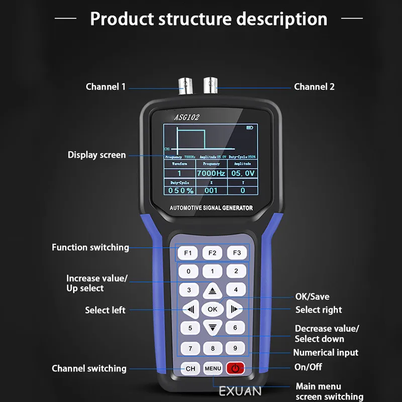 ASG102 dual-channel automotive diagnostic instrument, automotive analog signal generator, voltage frequency signal source
ASG102 dual-channel automotive diagnostic instrument, automotive analog signal generator, voltage frequency signal source