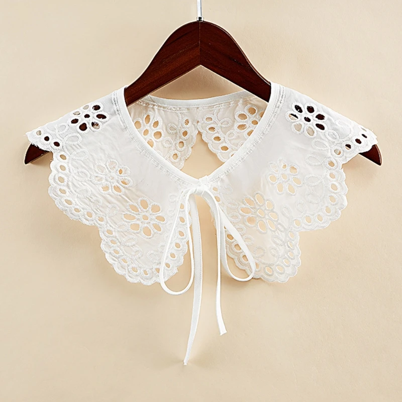 Women Decorative False Fake Collar Hollow Out Jacquard Lotus Floral Big Shawl Wrap Lace-Up Bow Necklace Short Capelet
Women Decorative False Fake Collar Hollow Out Jacquard Lotus Floral Big Shawl Wrap Lace-Up Bow Necklace Short Capelet