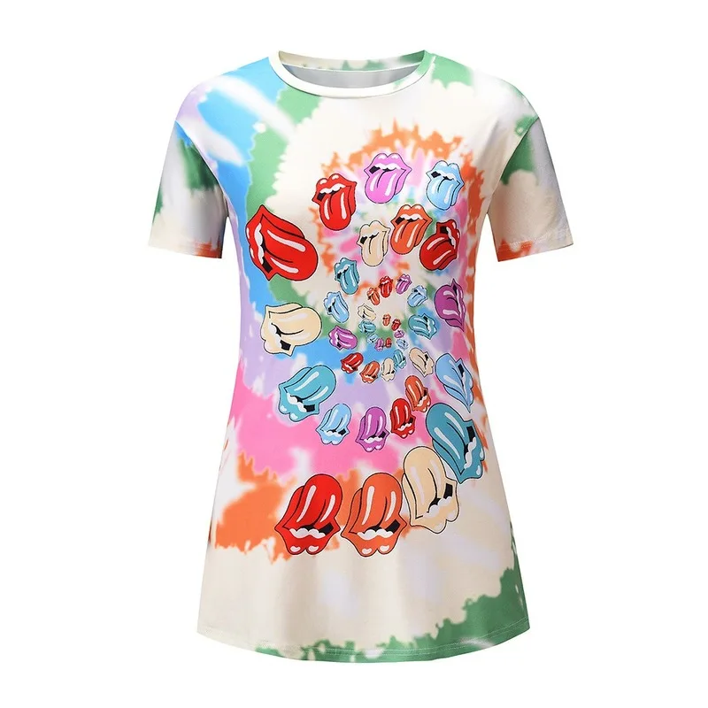 Mid Length Loose Short Sleeve Tops Plus Size Cartoon O Neck Tees Red Casual Tops Women Summer Passionate Red Lips Print T Shirts
Mid Length Loose Short Sleeve Tops Plus Size Cartoon O Neck Tees Red Casual Tops Women Summer Passionate Red Lips Print T Shirts