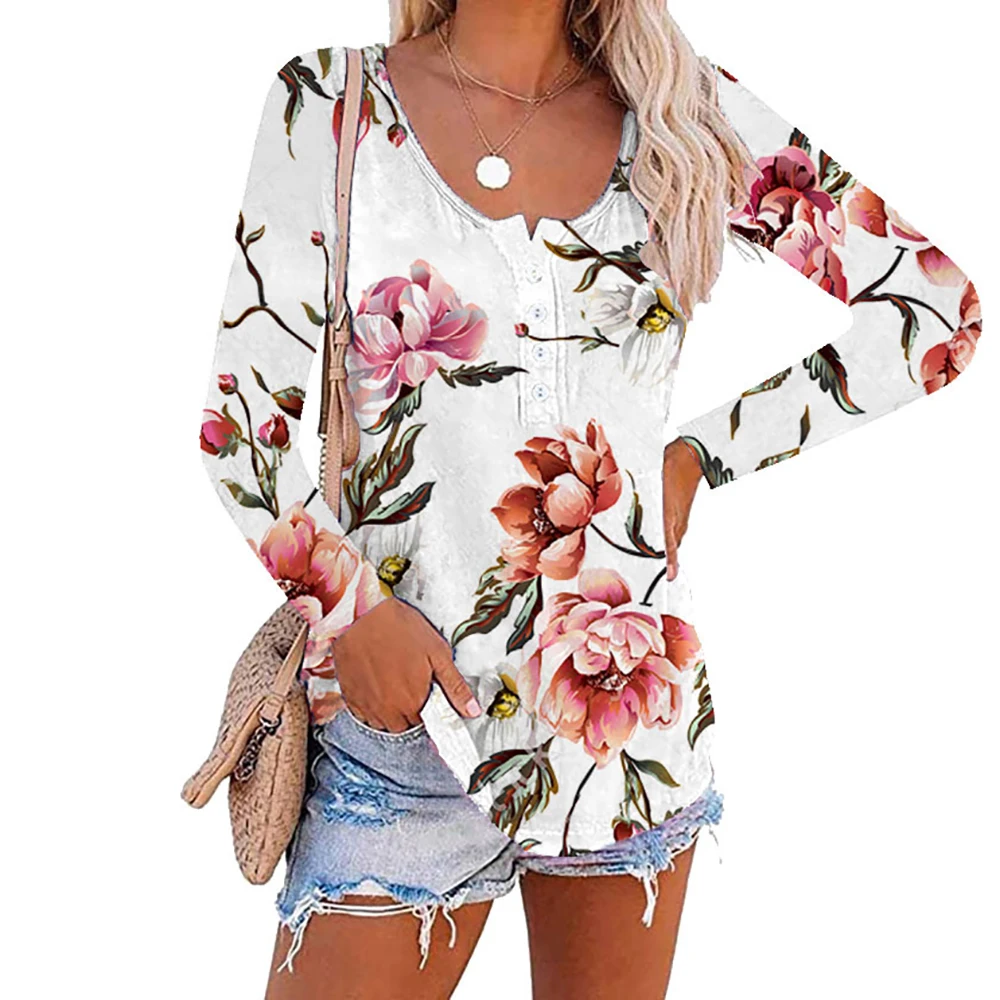 Блузка женская демисезонная свободная с круглым вырезом и цветочным принтом
Блузка женская демисезонная свободная с круглым вырезом и цветочным принтом