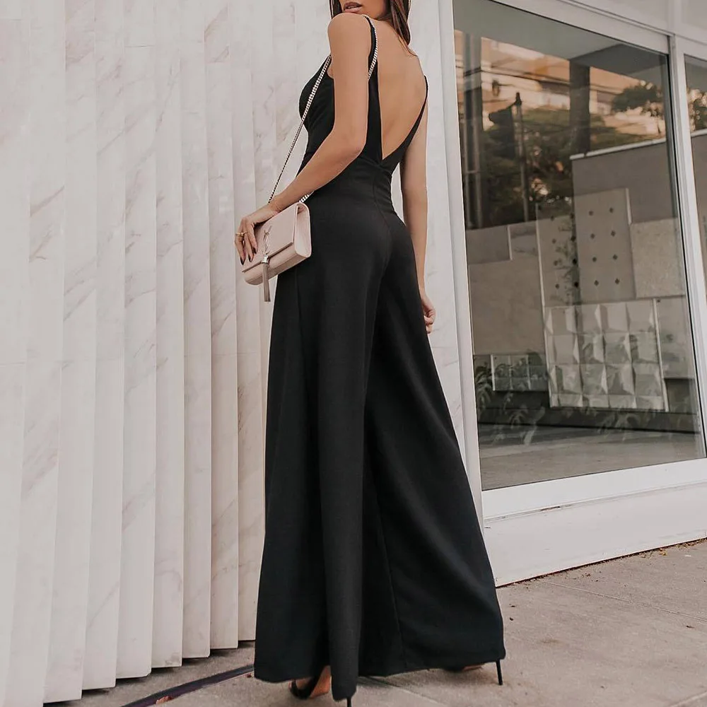 2021 Summer Fashion Black Deep V Neck Sling Jumpsuit Women Mid Waist Long Wide Leg Pants Romper Streetwear Loose Playsuit
2021 Summer Fashion Black Deep V Neck Sling Jumpsuit Women Mid Waist Long Wide Leg Pants Romper Streetwear Loose Playsuit