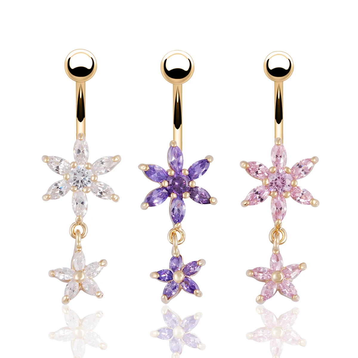 EUDORA Sexy Navel Flower Clear Pink Purple Cubic Zirconia Gold-color Belly Button Body Piercing Navel Piercing Women Jewelry
EUDORA Sexy Navel Flower Clear Pink Purple Cubic Zirconia Gold-color Belly Button Body Piercing Navel Piercing Women Jewelry