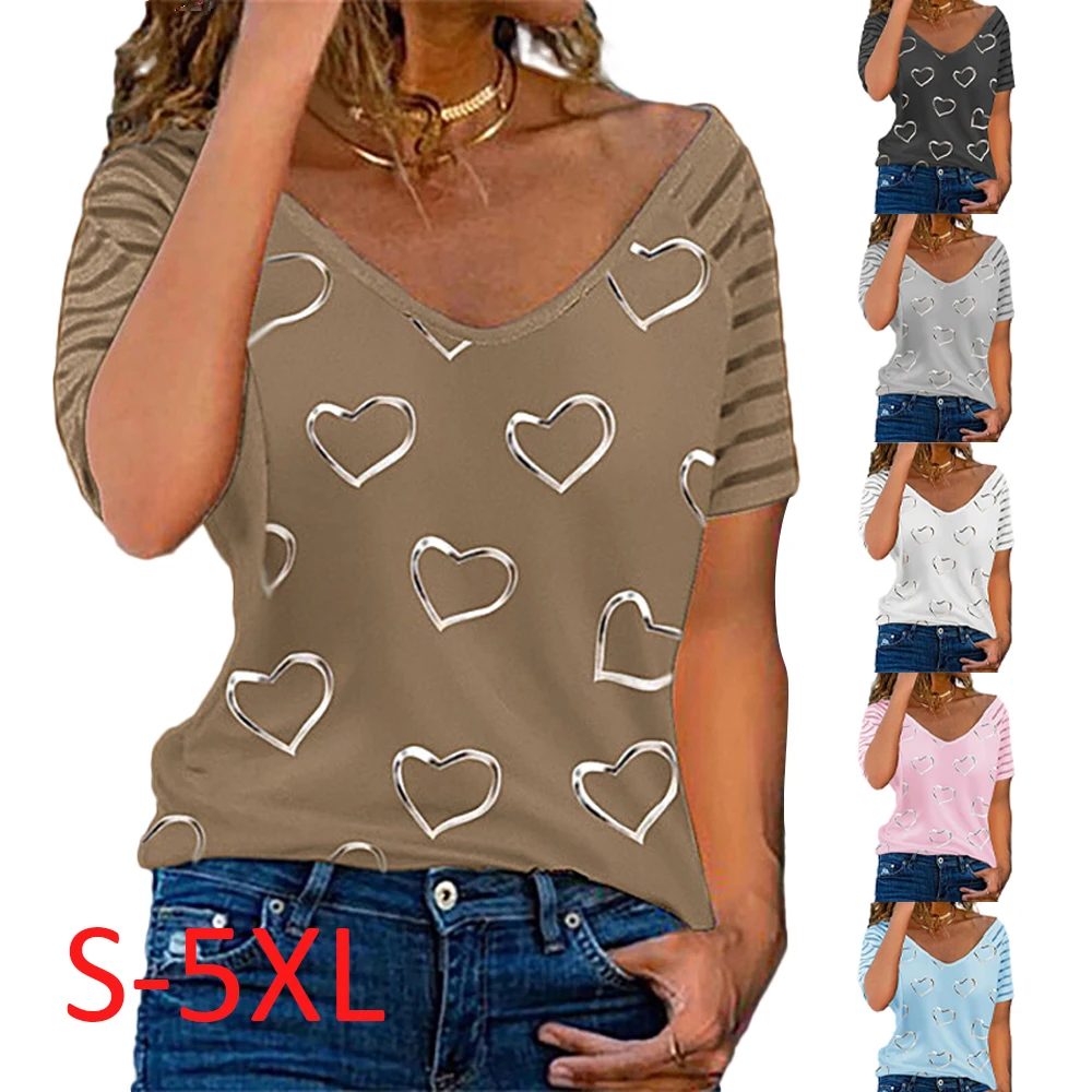 Love Printed V-neck Short Sleeve Loose T-shirt Women's Summer Loose Casual Large Size Top Oversized T-Shirt 5XL 2021 
Love Printed V-neck Short Sleeve Loose T-shirt Women's Summer Loose Casual Large Size Top Oversized T-Shirt 5XL 2021