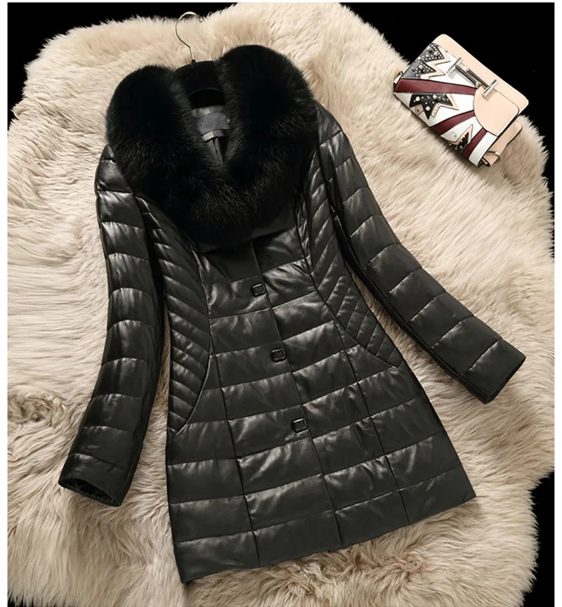 Winter Warm Fox Fur Collar Genuine Leather Jackets Women's Sheepskin Coat Feamle Slim Down Jacket Jaqueta Couro WXF274
Winter Warm Fox Fur Collar Genuine Leather Jackets Women's Sheepskin Coat Feamle Slim Down Jacket Jaqueta Couro WXF274
