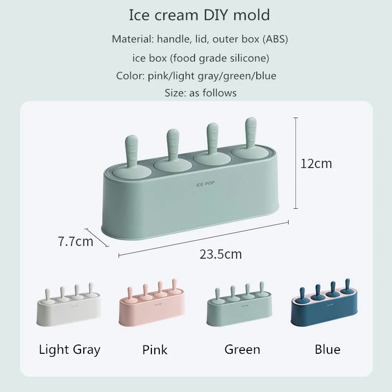 4-holes Food Grade Silicone Ice Cream Mould DIY Dessert Popsicle Mold Kitchen Low Temperature Resistance Ice Stick Making Tools
4-holes Food Grade Silicone Ice Cream Mould DIY Dessert Popsicle Mold Kitchen Low Temperature Resistance Ice Stick Making Tools