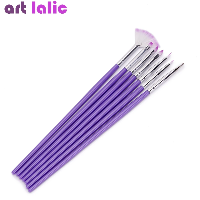 Горячая фиолетовая для украшения ногтей Дизайн Кисти маникюра рисования