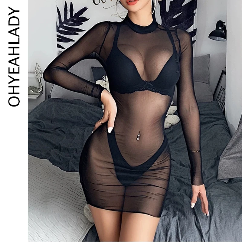 Ohyeahlady Women Black Mesh Transparent Nighty Long Sleeve Perspective Evening Party Mini Short Sexy Dress Slim Bodycon Clubwear
Ohyeahlady Women Black Mesh Transparent Nighty Long Sleeve Perspective Evening Party Mini Short Sexy Dress Slim Bodycon Clubwear