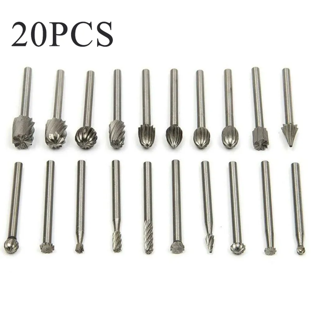 20pcs Rotary Bit Carving Burrs Set HSS Tungsten Carbide Wood Milling Burrs 3mm Shank 1.6" Length Woodworking Hand Tool
20pcs Rotary Bit Carving Burrs Set HSS Tungsten Carbide Wood Milling Burrs 3mm Shank 1.6" Length Woodworking Hand Tool