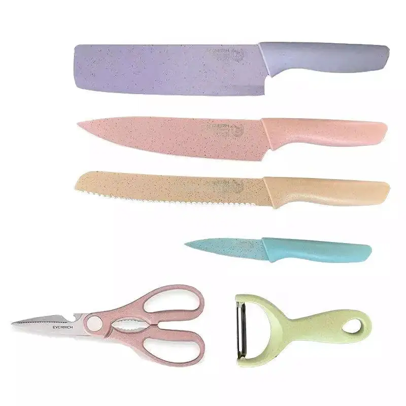 6Pcs Kitchen Cooking Knife Set with Cover as Gift, Colored Sharp Chef Knife Kitchenaid Decor Cutlery Stainless Steel Cookware
6Pcs Kitchen Cooking Knife Set with Cover as Gift, Colored Sharp Chef Knife Kitchenaid Decor Cutlery Stainless Steel Cookware