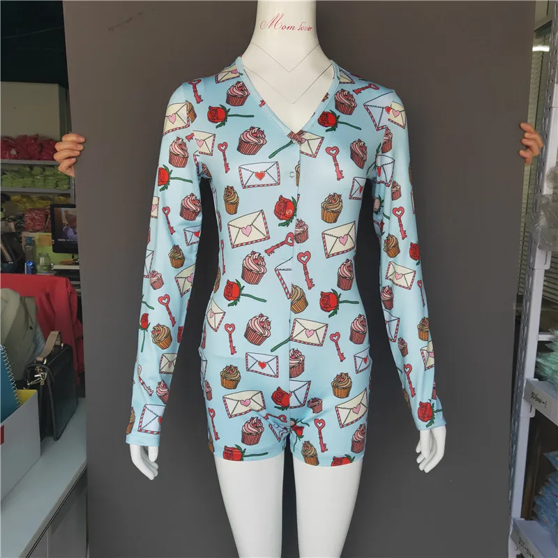 Women Onesies Underwear Playsuit Long Sleeve Button V Bodycon Stretch Romper Pajamas
Women Onesies Underwear Playsuit Long Sleeve Button V Bodycon Stretch Romper Pajamas