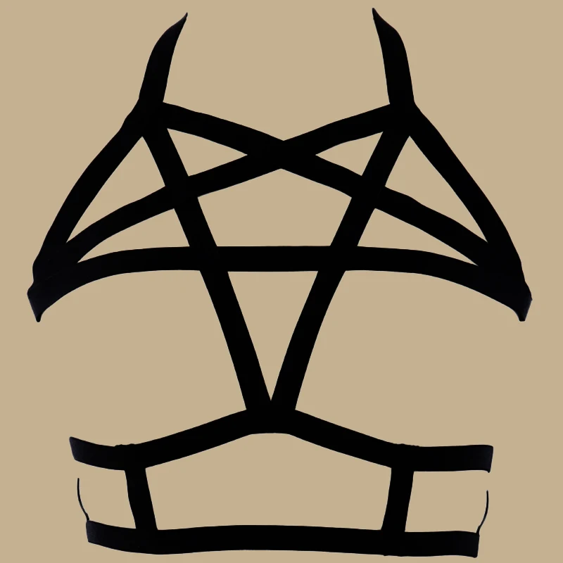 Goth Top Pentagram Harness Bra Elastic Body Cage Pastel Belt Star Bondage Sexy Lingerie | Женская одежда
