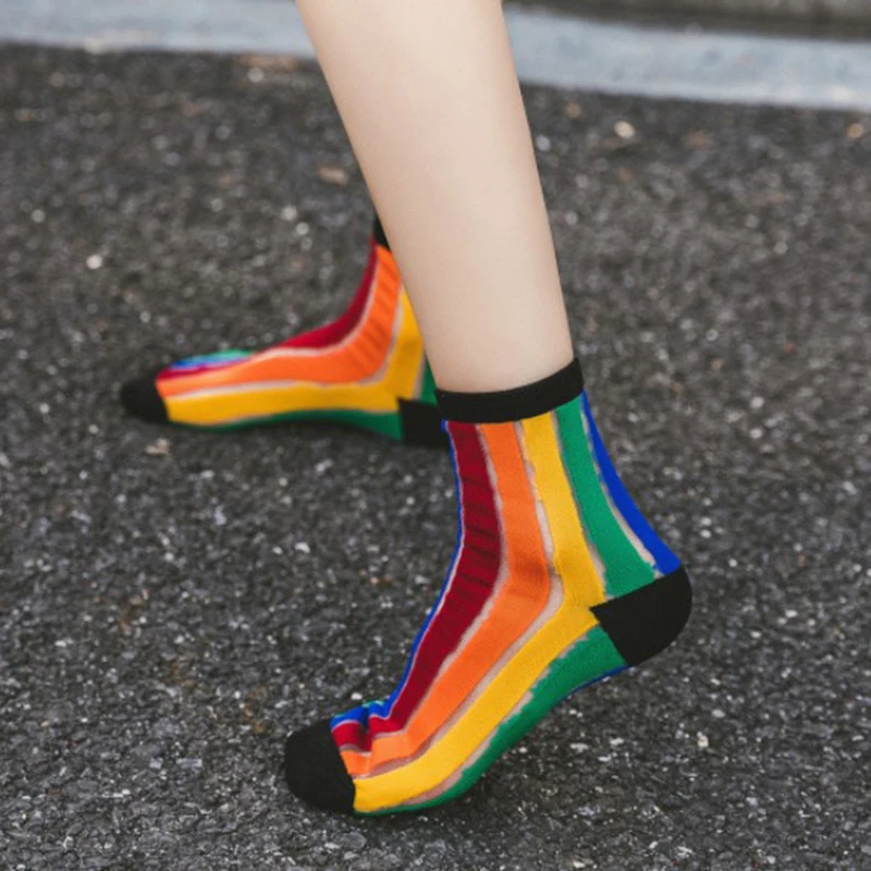 Women Rainbow Striped Patterned Short Socks Street Style Hip Pop Hipster Ankle Casual Breathable Cool Female Socks
Women Rainbow Striped Patterned Short Socks Street Style Hip Pop Hipster Ankle Casual Breathable Cool Female Socks