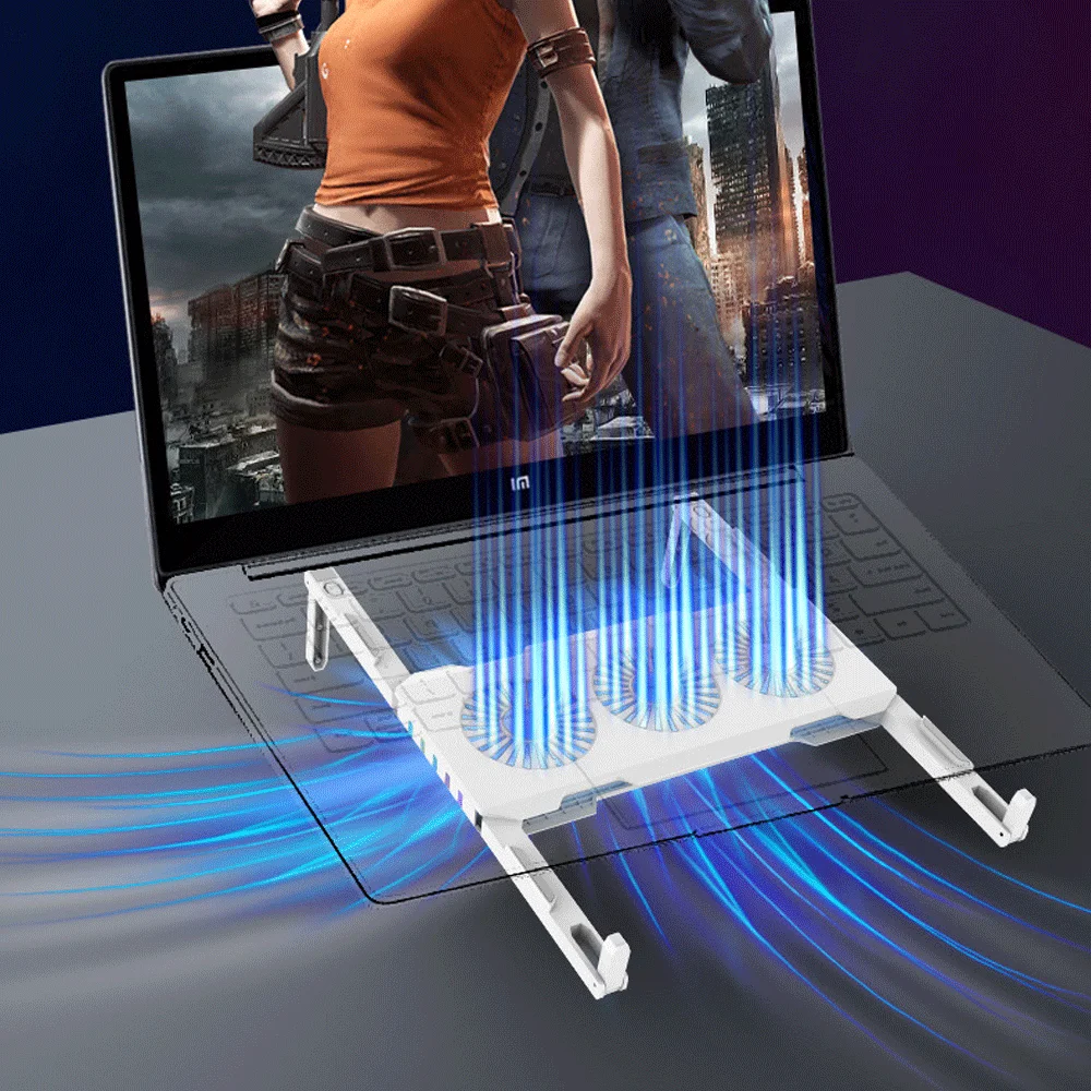 RGB Light Base Cooler Fan Adjustable Laptop Stand For Macbook Computer PC Support Notebook Stands Cooling Pad Laptop Holder
RGB Light Base Cooler Fan Adjustable Laptop Stand For Macbook Computer PC Support Notebook Stands Cooling Pad Laptop Holder