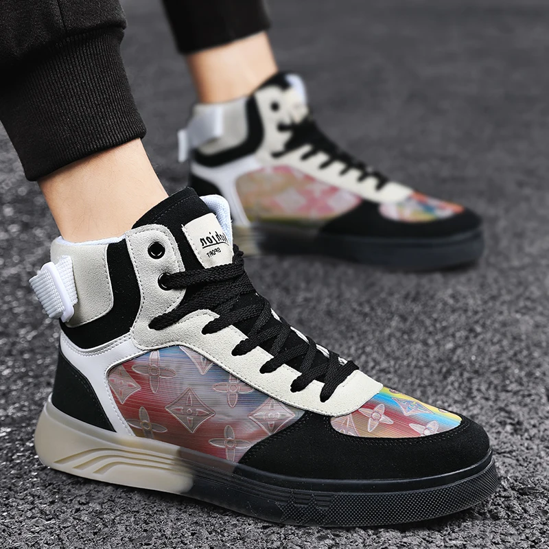 New high-top men's colorful casual sneakers, teenagers and students flat shoes, plus velvet warm high-top boots
New high-top men's colorful casual sneakers, teenagers and students flat shoes, plus velvet warm high-top boots