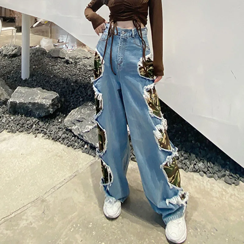 SeeBeautiful Holes Camouflage Spliced Loose Jeans Lace Up Wide Leg Denim Pants Tide New Fashion 2021 Autumn Women G797
SeeBeautiful Holes Camouflage Spliced Loose Jeans Lace Up Wide Leg Denim Pants Tide New Fashion 2021 Autumn Women G797