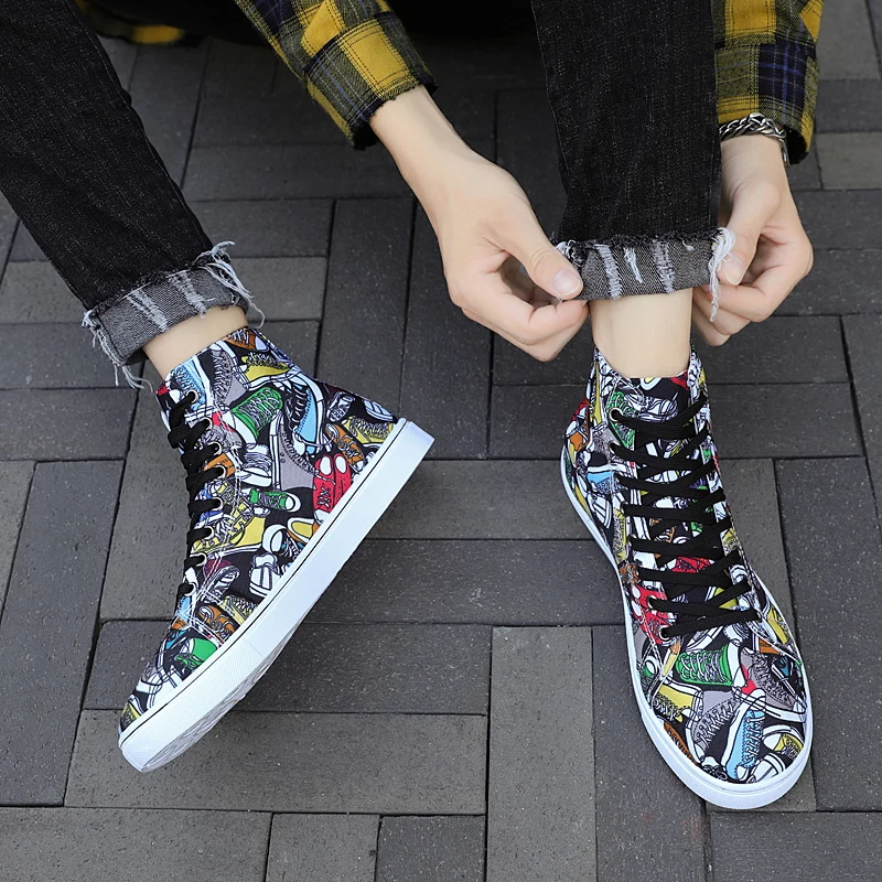 Printed Canvas Shoes Men High Top Colorful Mens Sneakers Lace Up Fashion New Men Shoes Casual
Printed Canvas Shoes Men High Top Colorful Mens Sneakers Lace Up Fashion New Men Shoes Casual