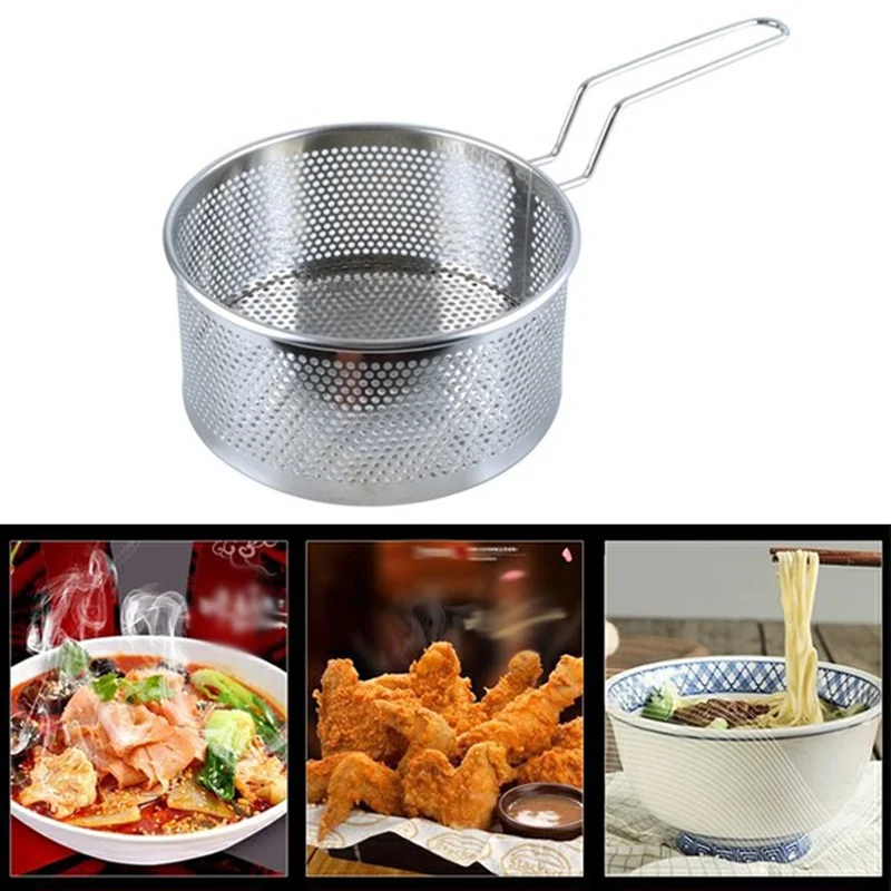 Stainless Steel Basket Kitchen Colander Mesh Noodle Dumplings Strainer Deep-fried Frying Pan Spoon Colander Cook Tool
Stainless Steel Basket Kitchen Colander Mesh Noodle Dumplings Strainer Deep-fried Frying Pan Spoon Colander Cook Tool