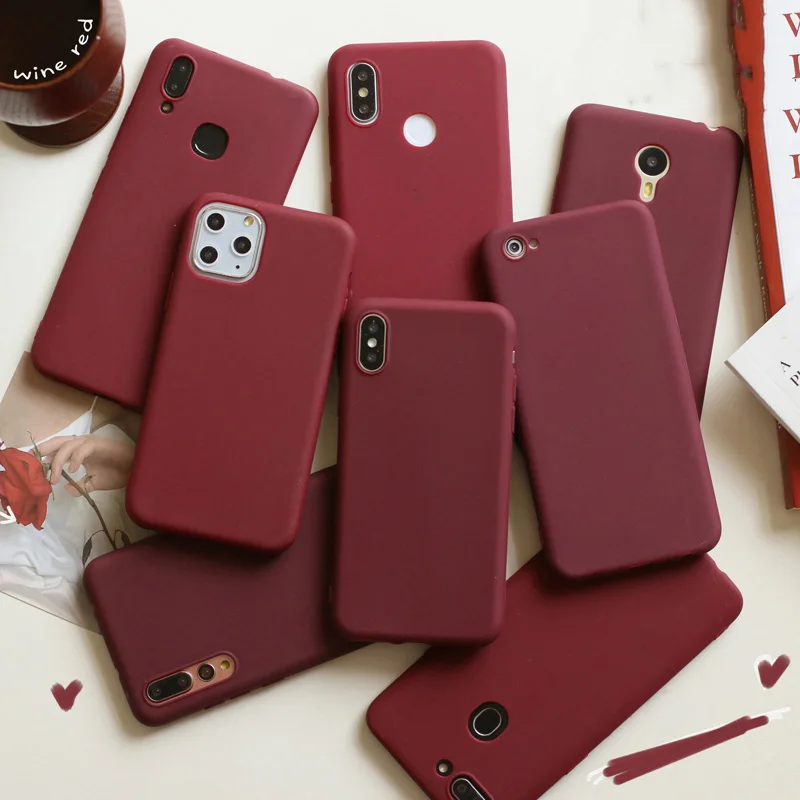 

Wine Red Matte Phone Case For Samsung Galaxy A11 A21 A21S A31 A51 A71 A81 A91 A10 A20 A30 A40 A50 A60 A70 M31 M51 Silicone Cover