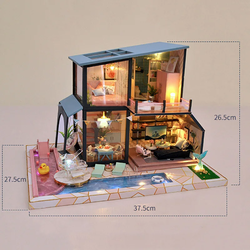 DIY Ocean View Villa Dollhouse 3D Wooden Miniature Handmade Furnitures Doll House Model Building Kits Toys For Children gifts
DIY Ocean View Villa Dollhouse 3D Wooden Miniature Handmade Furnitures Doll House Model Building Kits Toys For Children gifts