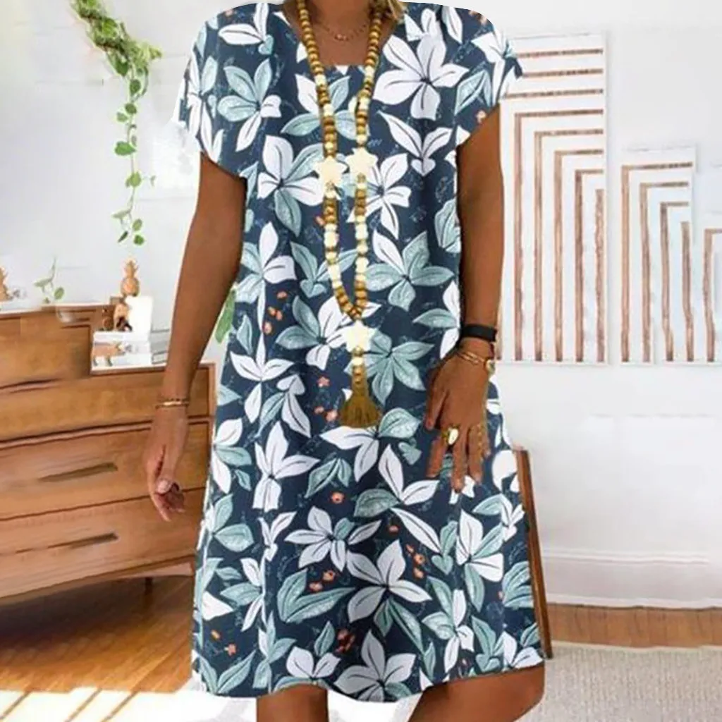 Print Women Summer Dress Plus Size Vintage Loose V-neck Floral Short Sleeve Midi Dress Ladies Daily Dresses vestido de mujer
Print Women Summer Dress Plus Size Vintage Loose V-neck Floral Short Sleeve Midi Dress Ladies Daily Dresses vestido de mujer