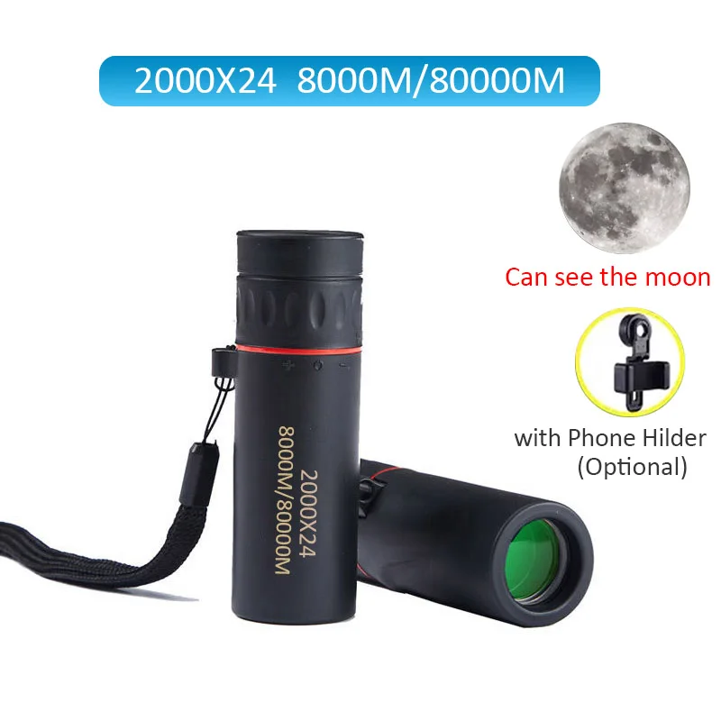 Mini Telescope 2000X24 HD Lense 8000M/80000M Powerful Long Range with Phone Holder Take Picture Night Vision For Outdoor Sport
Mini Telescope 2000X24 HD Lense 8000M/80000M Powerful Long Range with Phone Holder Take Picture Night Vision For Outdoor Sport