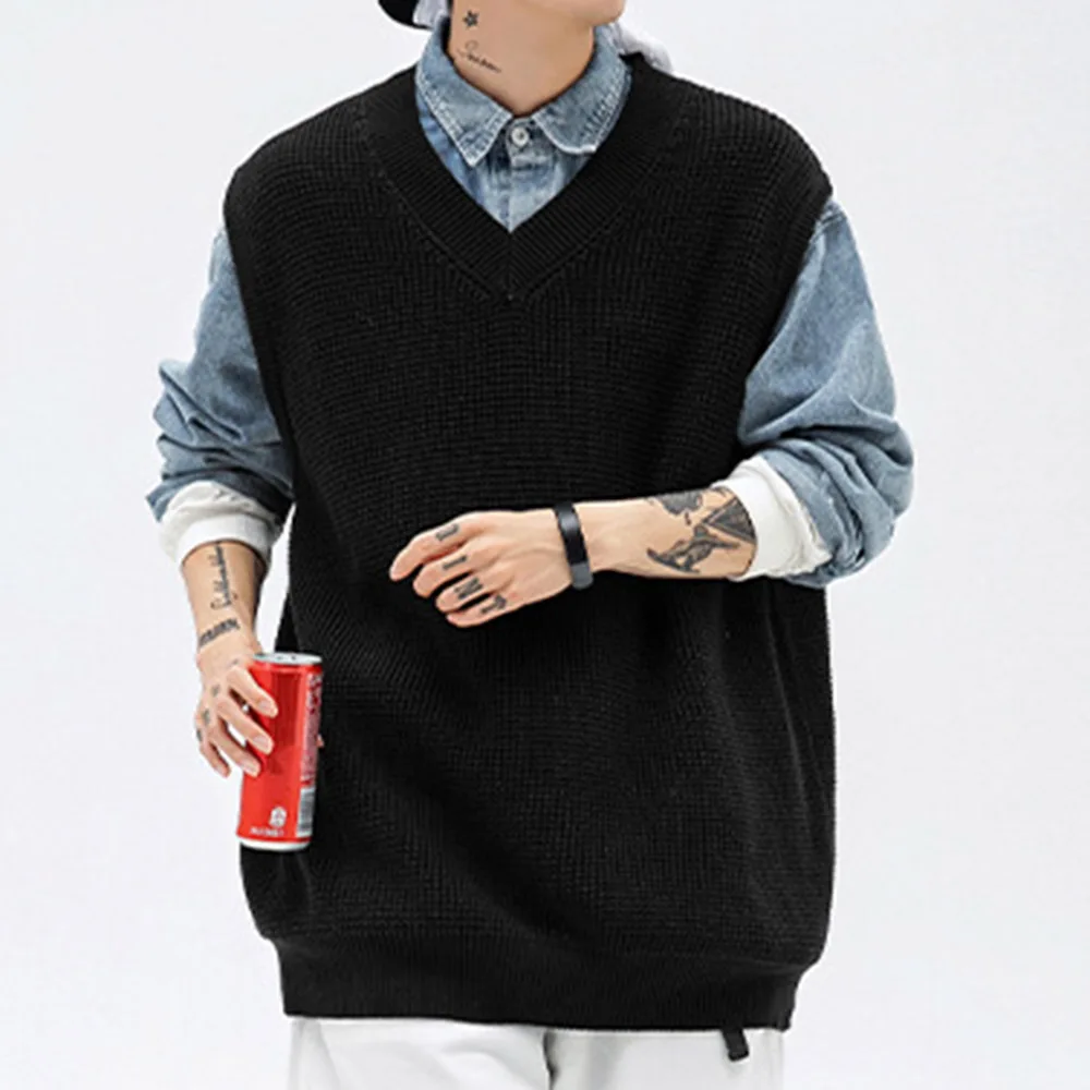 Men Sweater Vest Solid Simple Design V-Neck Knitted Males Leisure Chic Loose Trendy Street Outwear Student Couple Retro Harajuku
Men Sweater Vest Solid Simple Design V-Neck Knitted Males Leisure Chic Loose Trendy Street Outwear Student Couple Retro Harajuku