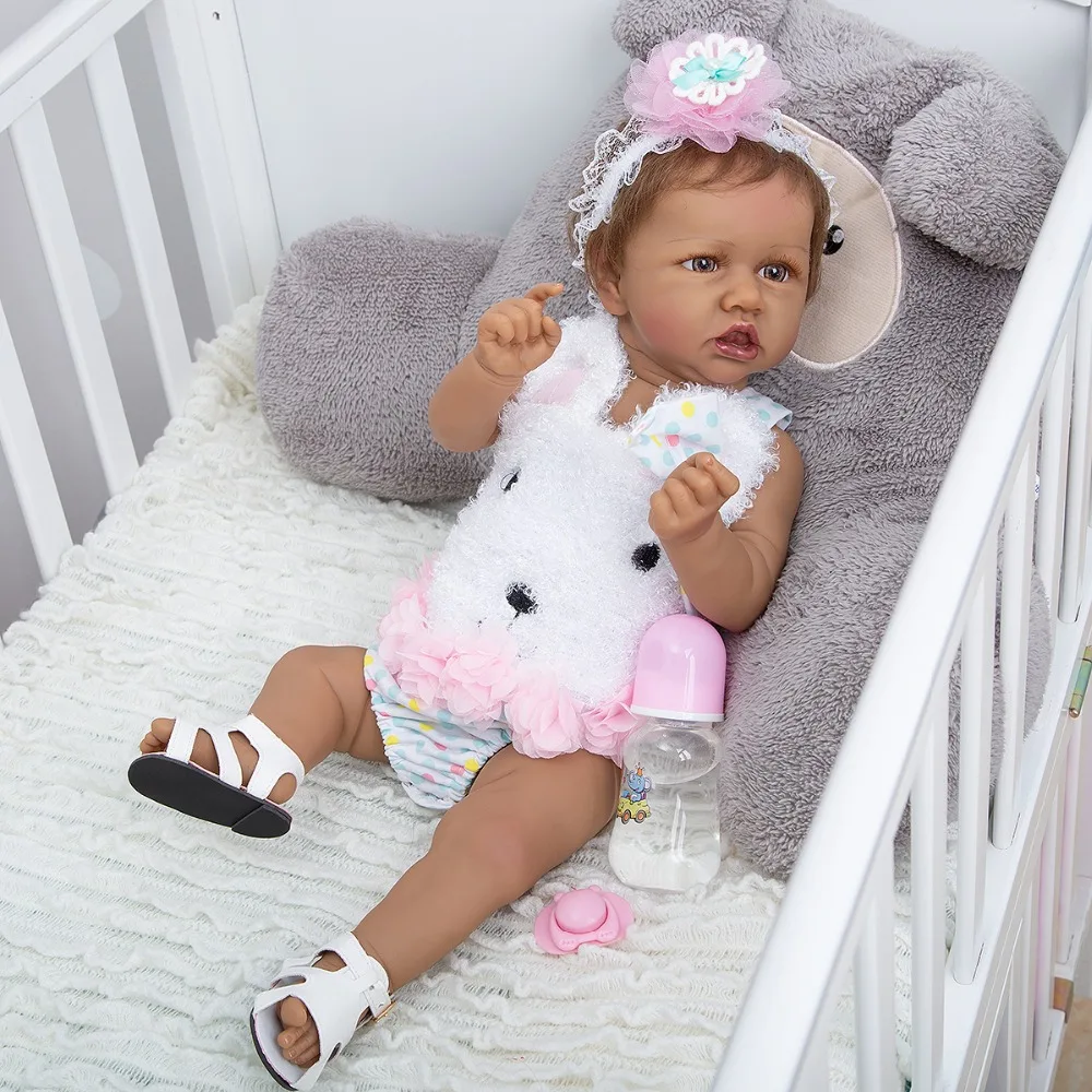 Handmade Reborn Baby Dolls 57cm Silicone Full Body Black Skin Fiber Hair rooted African Reborn baby Doll Children's Day Gifts
Handmade Reborn Baby Dolls 57cm Silicone Full Body Black Skin Fiber Hair rooted African Reborn baby Doll Children's Day Gifts