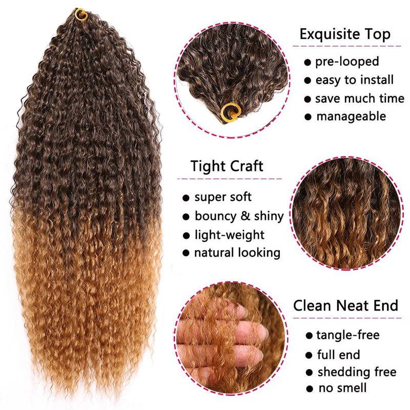 

20-28Inch Afro Yaki Kinky Curly Crochet Braids Hair Soft Ombre Braiding Hair Extensions Synthetic Marly Hair For Women