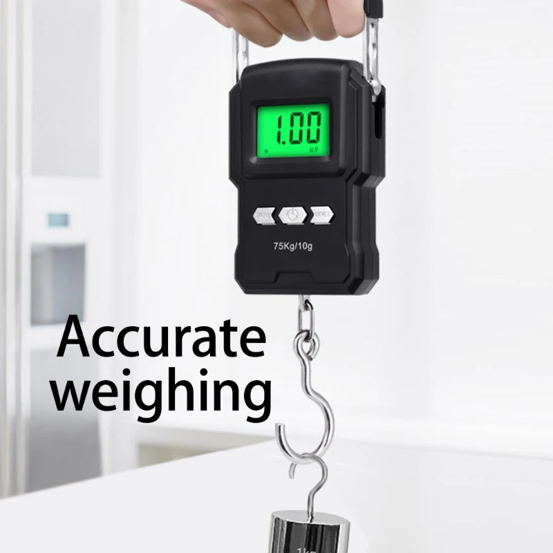 Mini Crane Scale Portable 165lb/75kg Heavy Duty Digital Hanging Scales LCD Display with Backlight for Home Farm Market Fishing |
