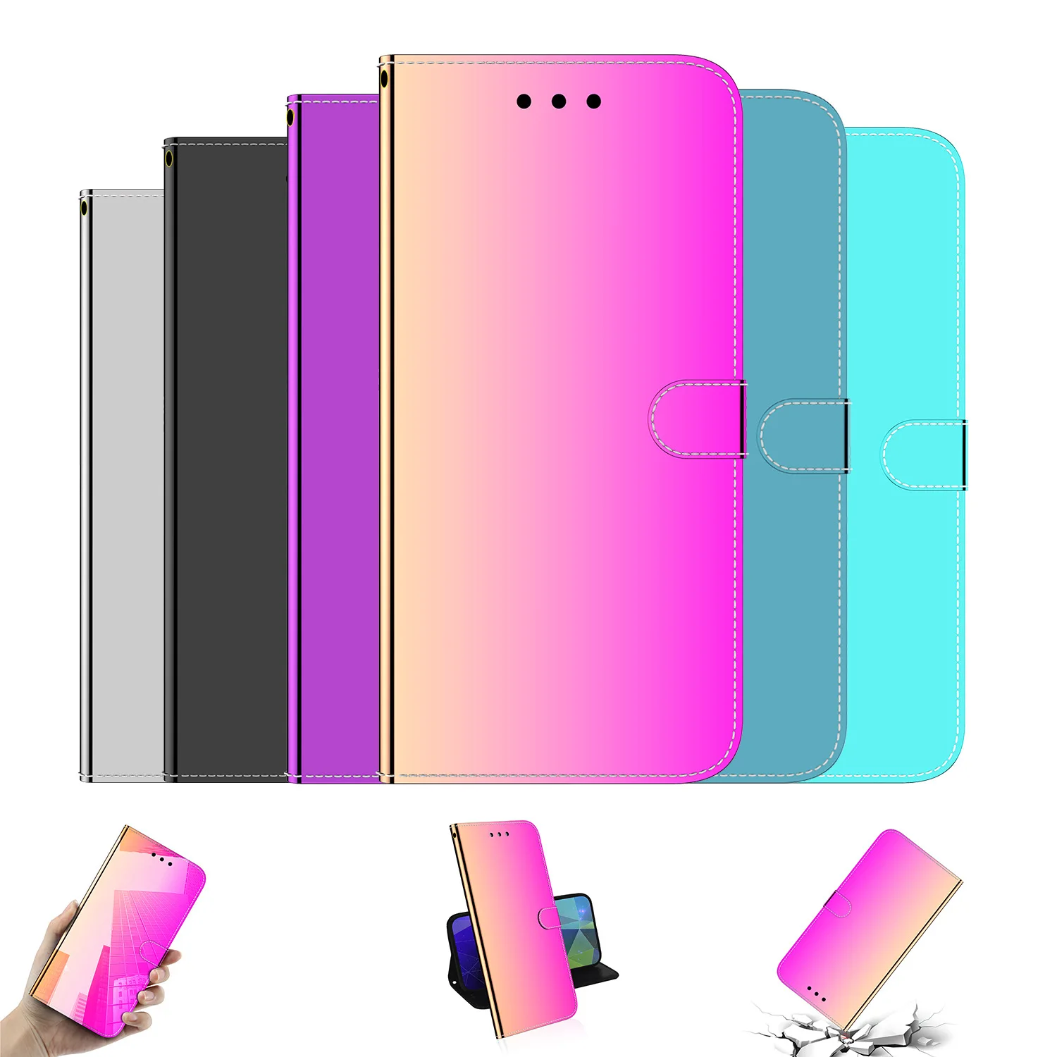 Зеркальный флип чехол для Samsung Galaxy S10 S9 S8 Note 10 Plus кожаный A10 A20 A30 A40 A50 A70 2019