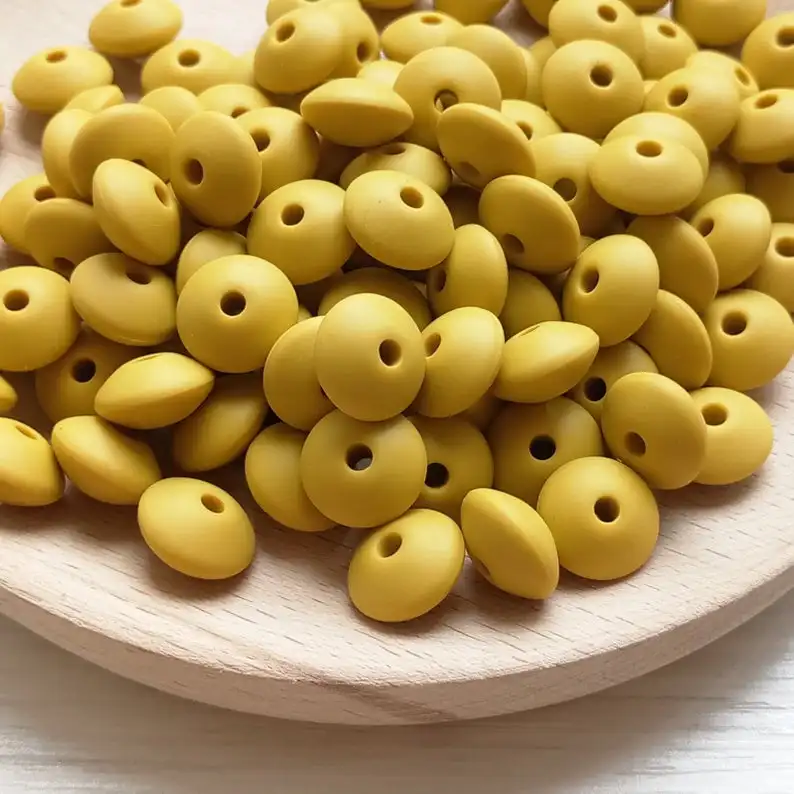 Горчично желтые силиконовые бусины блюдце 12 мм без БФА для Пустышки Детские