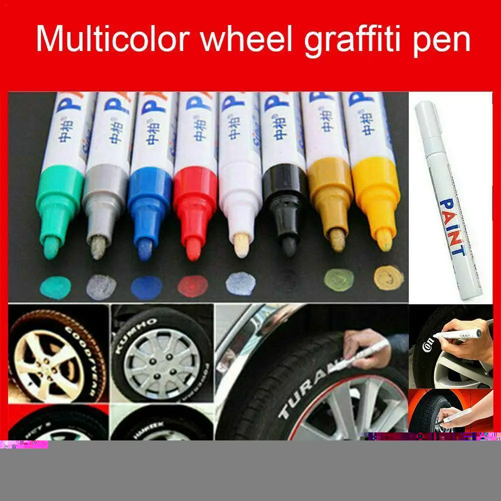 

Масляная ручка для краски автомобильных колес, резиновые лаки для авто, металлический Перманентный маркер, граффити, мокрый воск для чистки...