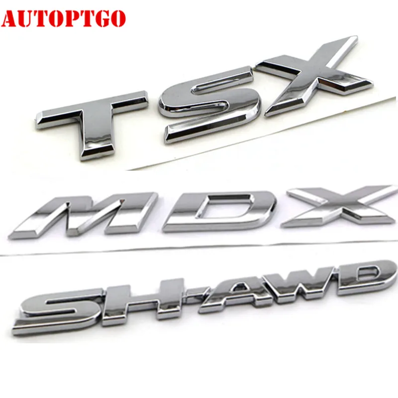 Серебряный автомобиля задний багажник 3D письмо MDX TSX SH AWD эмблема Стикеры