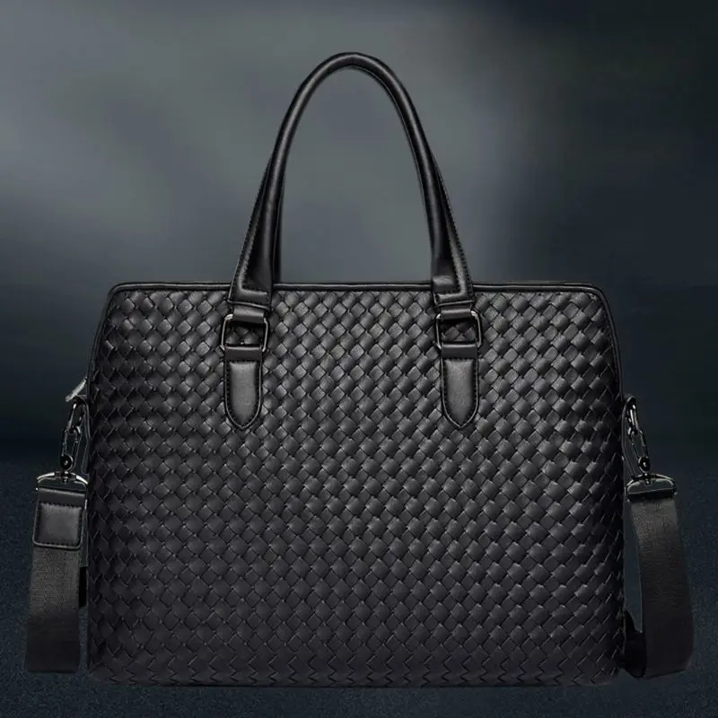 Men Briefcase Handmade Weaven Knitted Business Dispatch Case PU Leather Waterproof Large Capacity Documents Laptop Pack
Men Briefcase Handmade Weaven Knitted Business Dispatch Case PU Leather Waterproof Large Capacity Documents Laptop Pack