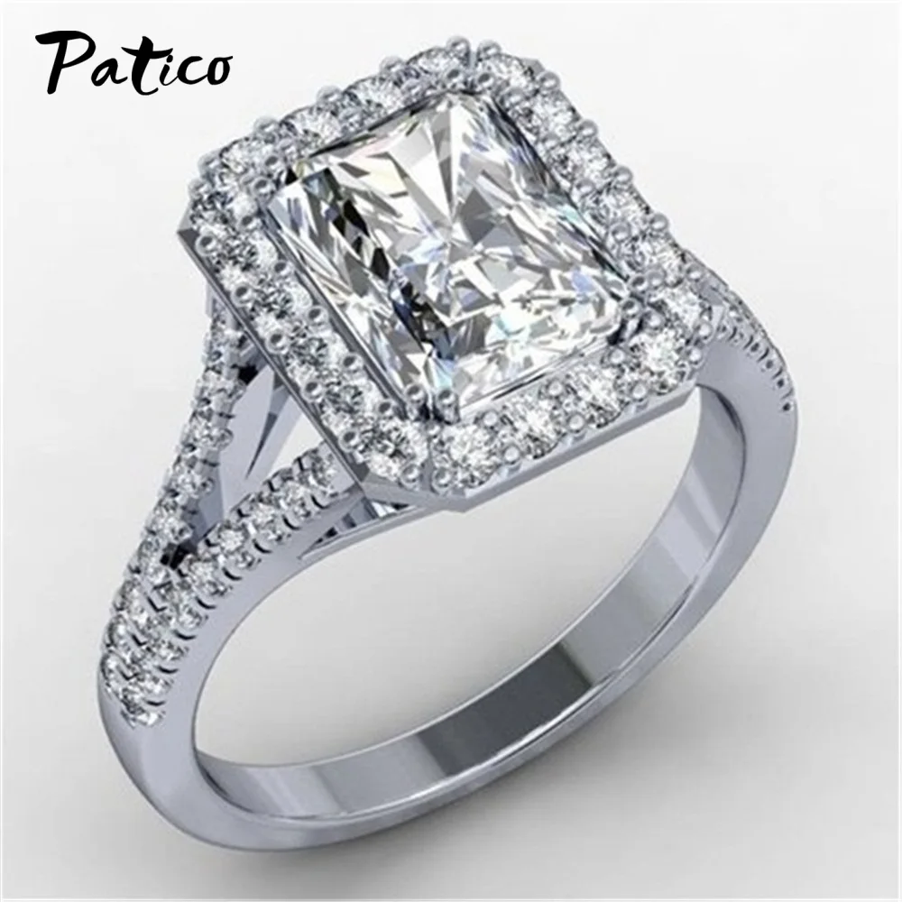 Top Brand Luxury Engagement Rings Women Square Geometric AAA Zircon Austria Crystal Romantic Wedding Rings Party Jewelry Gift 
Top Brand Luxury Engagement Rings Women Square Geometric AAA Zircon Austria Crystal Romantic Wedding Rings Party Jewelry Gift