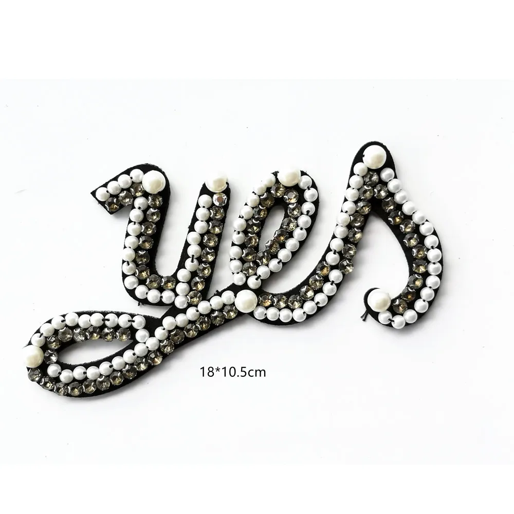 

beaded embroidery patch letter cartoon patches for hats bag badges applique patches for clothing SC-2725