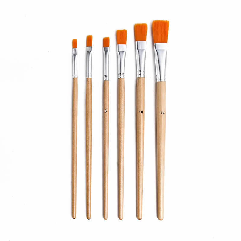 

6PC Set Nylon Artist Brush Professional Watercolor Painting Gouache Painting Wood Handle Brush Art Supplies Painting Materials