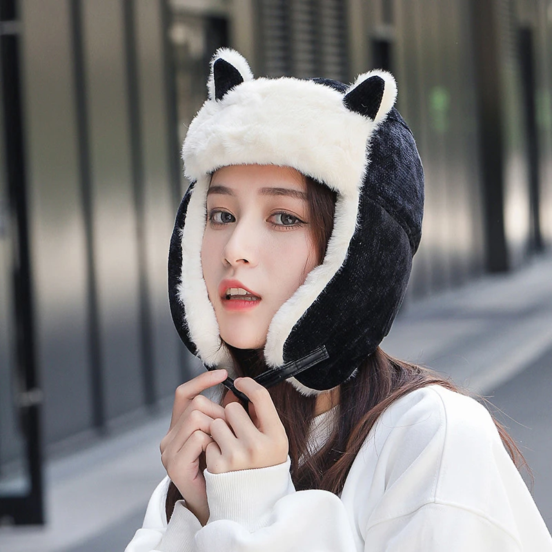 Women Warm Earmuffs Thicken Ear-flapped Hat Winter Cold-proof Warm Cute Cat Ears Cap Winter Russian Hat
Women Warm Earmuffs Thicken Ear-flapped Hat Winter Cold-proof Warm Cute Cat Ears Cap Winter Russian Hat