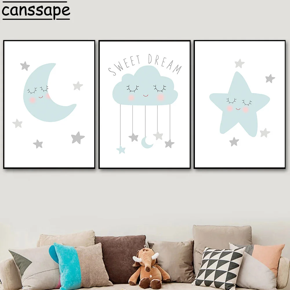 Nursery Wall Art Canvas Painting Moon Posters Cloud Prints Stars Paintings Nordic Wall Pictures Baby Kids Bedroom Decoration
Nursery Wall Art Canvas Painting Moon Posters Cloud Prints Stars Paintings Nordic Wall Pictures Baby Kids Bedroom Decoration