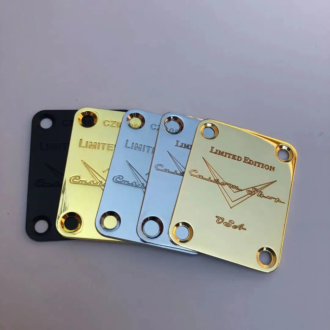LIMITED EDITION Custom Shop Chrome/Gold/Black Neck Plate For ST/Tele Electric Guitar,Including screws
LIMITED EDITION Custom Shop Chrome/Gold/Black Neck Plate For ST/Tele Electric Guitar,Including screws